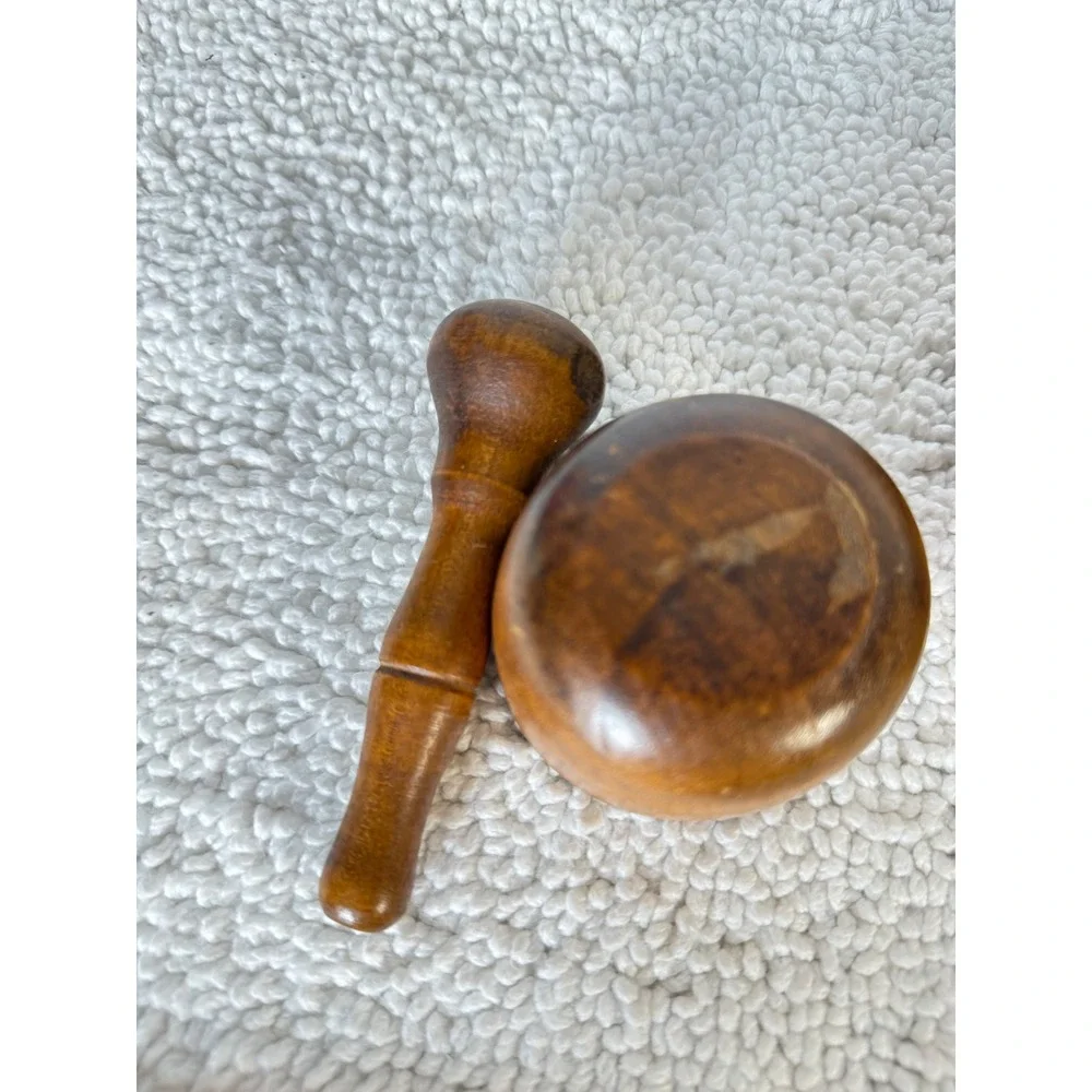 Vintage Wooden Mortar Pestle‎ Set 3 Bowls Kitchen Spice Grinder Herbs